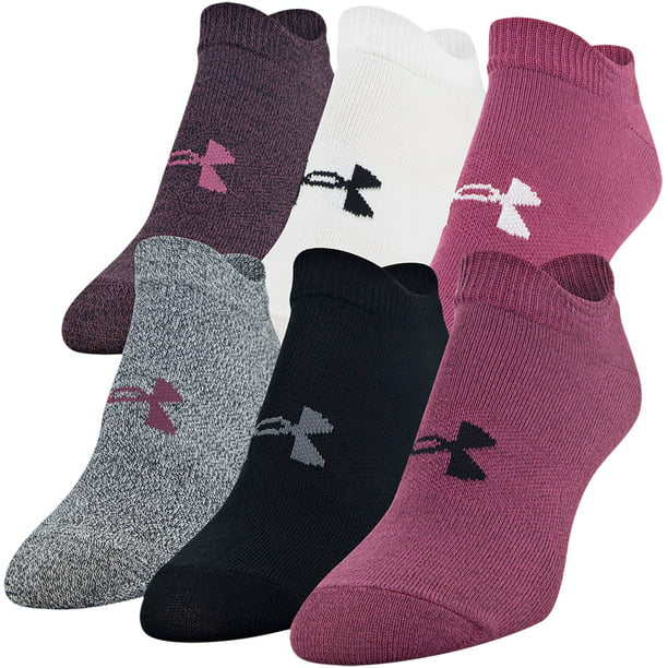 NWT 6 Pairs Under Armour MD Women's 6-9 Essential No Show Socks Pink Multi